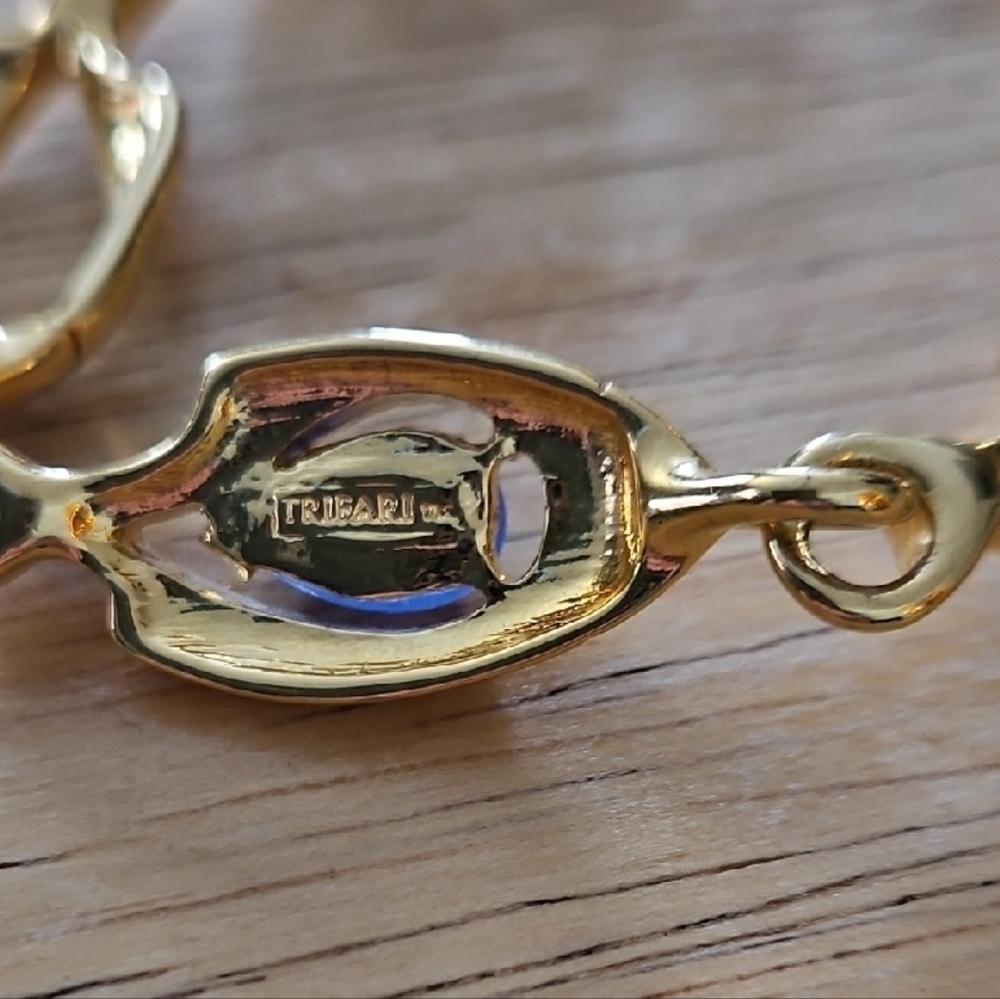 Trifari Gold Bracelet with Blue and Teal Accents - Picture 4 of 4